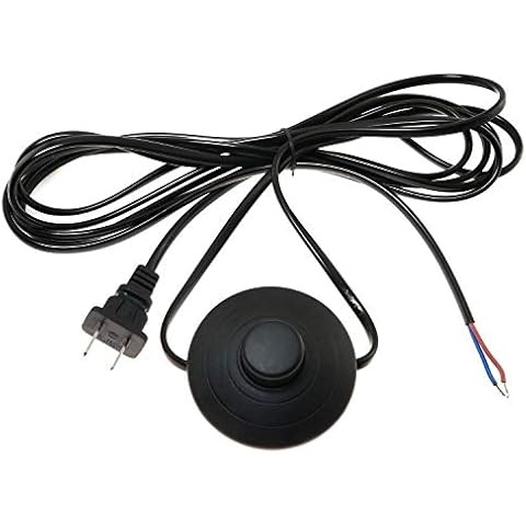 E-outstanding Black Foot Pedal Push Switch Round Button Inline Lamp Light On-Off Control Footswitch with 1.8m Cable and Wire Plug Cover