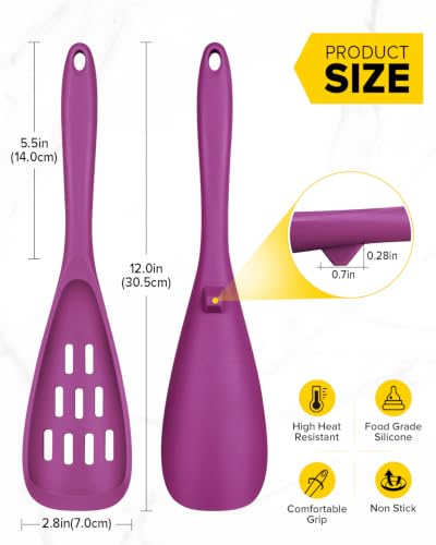 Image of BUNDLEPRO Silicone Cooking Spoons for Nonstick Cookware, One-Piece, 2 Pack