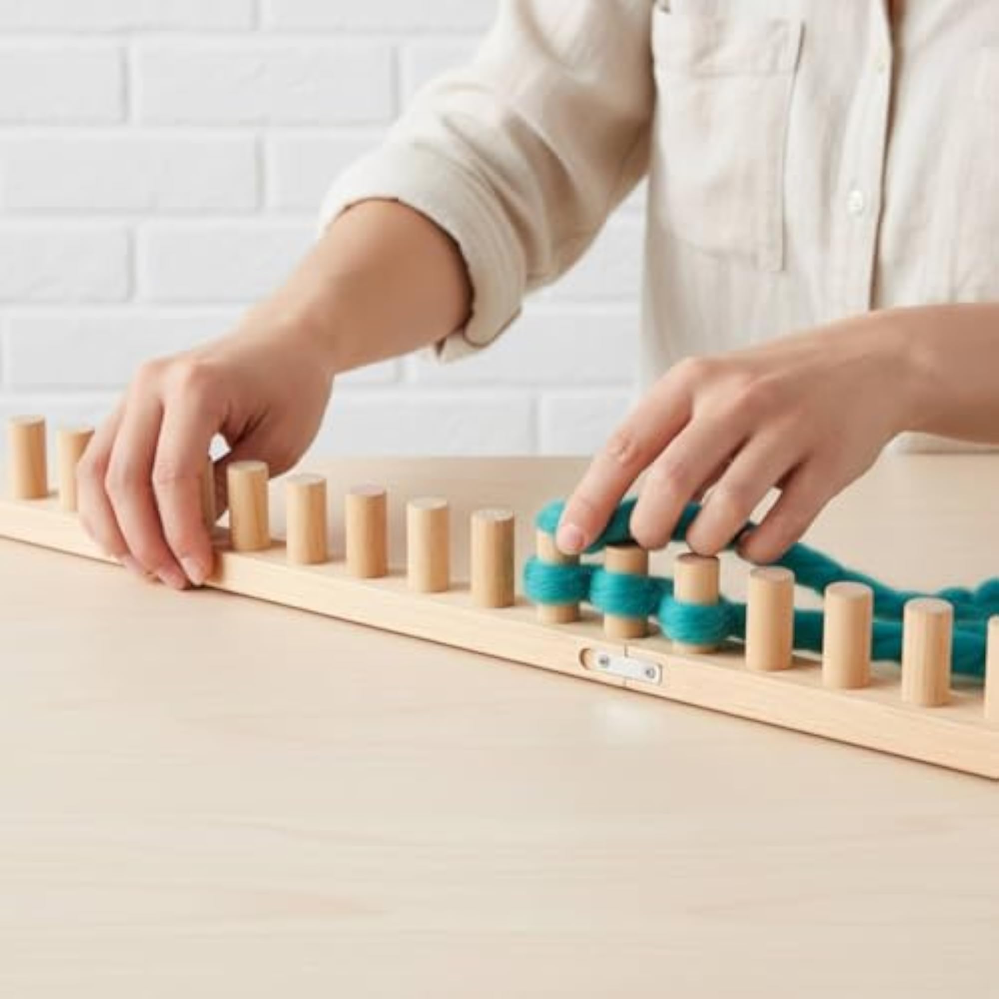 Adjustable Knitting Loom DIY Kit for Beginners, Wooden Crafting Tool