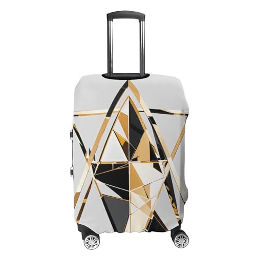 Fashion Modern Black White Gold Triangle Luggage Cover, Washable Elastic Suitcase Cover Protector Fit 18-32 Inch Luggage4