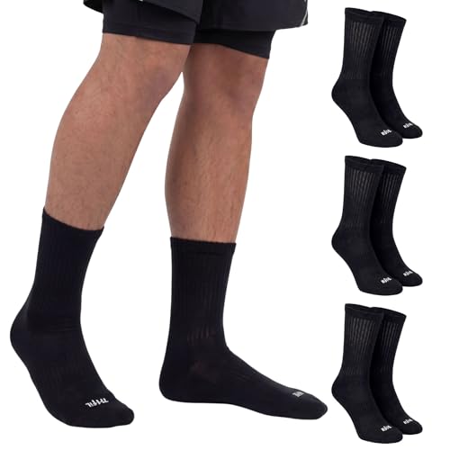 TRIFIL Kit 3 Pares Meia Corrida Poliamida Cano Alto Academia Esportiva Original, 3 Preto, 33-38