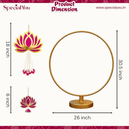 Image of SpecialYou Backdrop Stand for Decor for Ganpati Decoration Setup for Home with Lotus Hanging Decorations Items, Decoration Stand for Backdrop for Pooja, Mandir Decorations Items for Home- 7Pcs