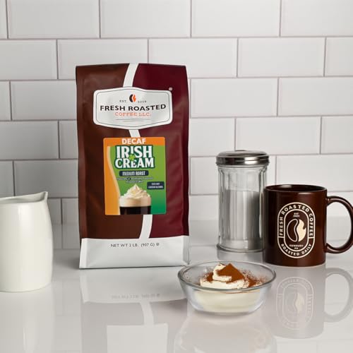 Image of Fresh Roasted Coffee, Decaf Irish Cream Flavored Drip Ground Coffee, Medium Roast, Kosher, 2 lb (32 oz)