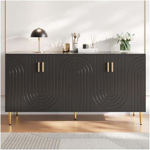 Buffet Salle a Manger Moderne 152 x 40 x 75 cm,au Design ondulé U...