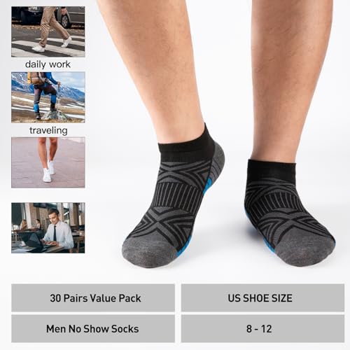 30 Pairs Mens No Show Socks -Lightweight Thin Low Cut Ankle Socks Size 9-11 Bulk Pack2