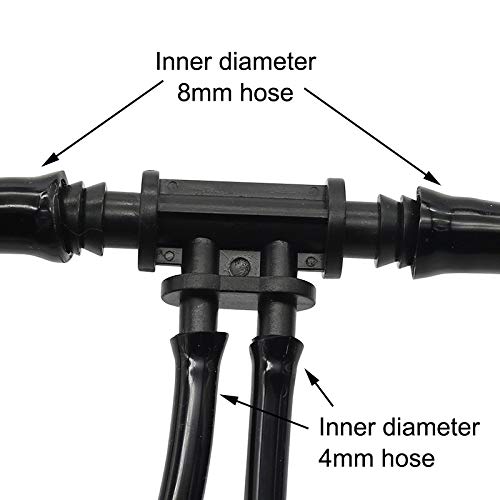 Estentore del connettore di riparazione del tubo flessibile Giardino 4 vie Tubo Splitter 3/8 di pollice a 1/4 di pollice Tee ridotto Barb connettore Agricoltura Irrigazione a goccia Raccordi 100 Pz
