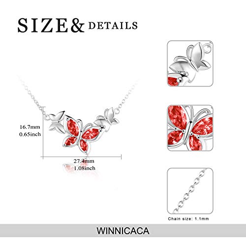 Winnicaca Butterfly Necklace 925 Sterling Silver Butterfly Birthstone Jewelry Butterfly Choker Pendant With July Birthstone Created Ruby Gifts For Women Teen Girls Birthday #TOP2