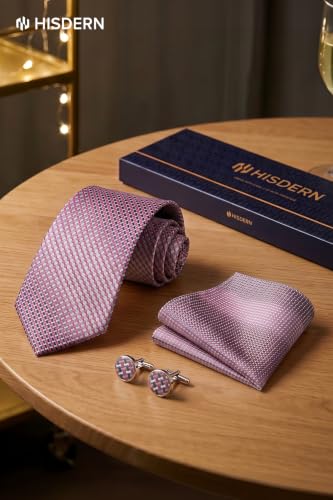 Image of HISDERN Ties for Men Paisley Tie and Pocket Square Cufflinks Set Formal Classic Floral Necktie Handkerchief Wedding Party