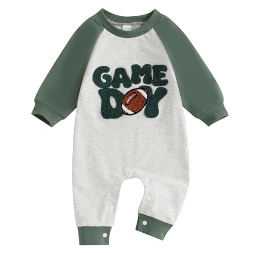 Baby Boy Football Outfit One Piece Football Game Day Ribbed Romper Jumpsuit Fall Newborn Coming Home Clothes