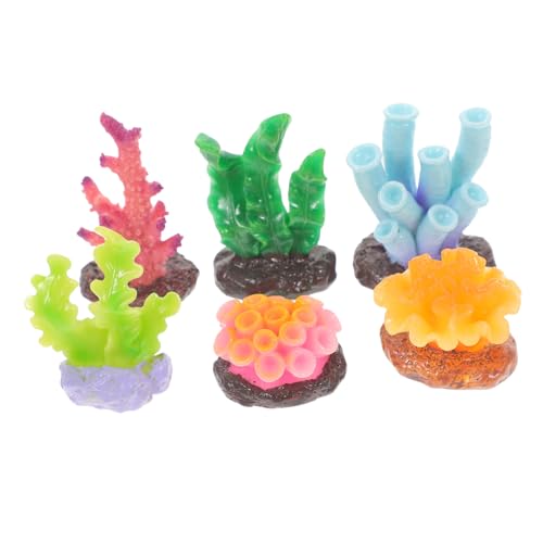 JOINPAYA 6個 アクアリウム向け鮮やか点人工珊瑚装飾品 軽量コンパクト水槽用リアル水中植物 観賞魚タンクレイアウト用 素材