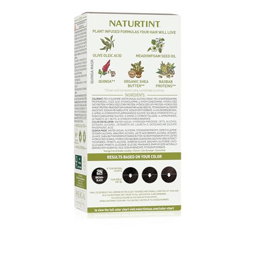 Image of Naturtint 2N Brown Black Permanent Hair Color (Pack of 6), Ammonia Free, Vegan, Cruelty Free, up to 100% Gray Coverage, Long Lasting Results (Packaging may vary)