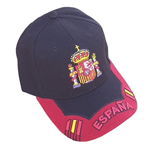 Tiendas LGP - Gorra Escudo de España Mod. 16, Negro y Rojo