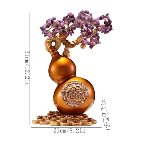 Arbre porte-bonheur en cristal beige pour décoration table salon