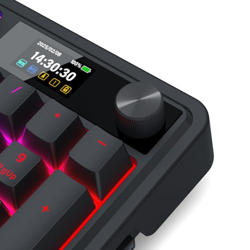 Image of Redragon K719 Wireless Gasket Gaming Keyboard w /Hype Screen & Knob, 95 Keys Mechanical Keyboard, Easy-Control 1.14'' TFT Info Display, 5-Layer Noise Dampening, Custom Linear Switch, Essential Black