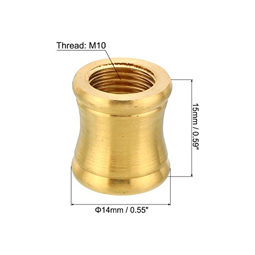 Image of PATIKIL M10 Thread 14x15mm Lamp Pipe Brass Coupling, 5 Pack Threaded Lamp Rod Coupler Light Fixture for Light Repair Assembly