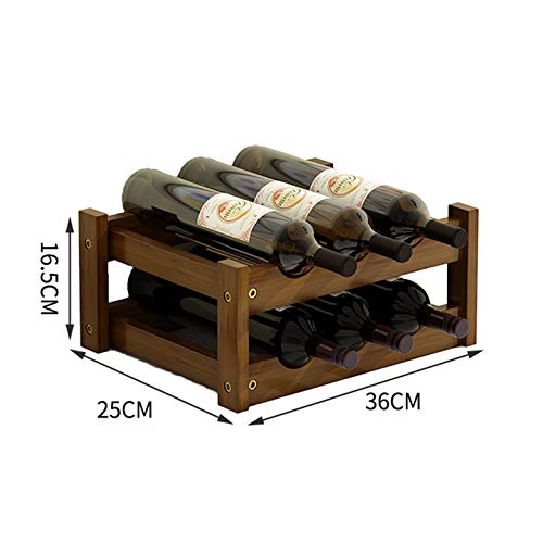 Soporte apilable para botellas de vino de bambú natural miniatura 2