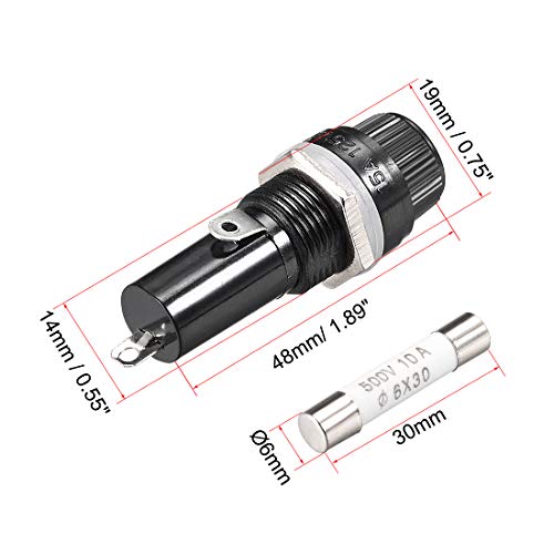 Uxcell Screw Cap Panel Mounted Fuse Holder Ac 125V/15A 250V/10A With 6 X 30Mm Ceramics Fuse 2Set #TOP1