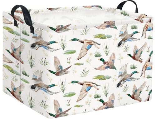 Image of Rectangular Kids Basket Baby Girl Basket Fabric Storage Bin Organizer Box Room Decor(Duck)