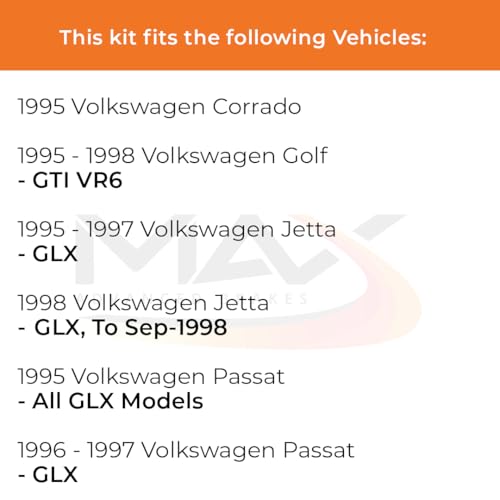 Image of Max Advanced Brakes Rear Brake Kit Compatible With 1995 1996 1997 1998 VW Jetta GLX Passat GLX Golf GTI VR6 Corrado Replacement Premium OE Disc Brake Rotors and Ceramic Brake Pads
