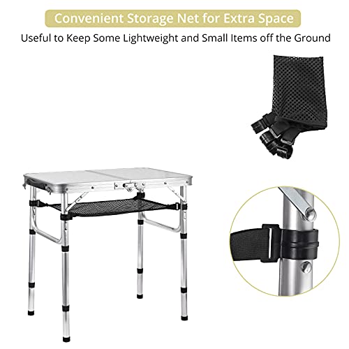 Folding Camping Table With Carrying Handle Anbte Aluminum 24" X 16" Adjustable Lightweight Portable Camping Table Waterproof For Outdoor Indoor Picnic Beach Kitchen Picnic Backyard #TOP6