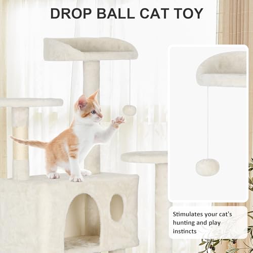 Torre para gatos 81 pulgadas multi-niveles beige miniatura 4