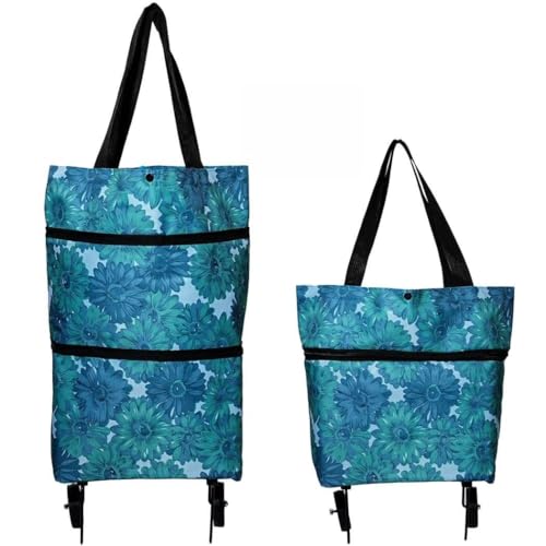 Shopping Tote with Wheels, Portable 18L Reusable Trolley Bag for Travel and Grocery Needs
