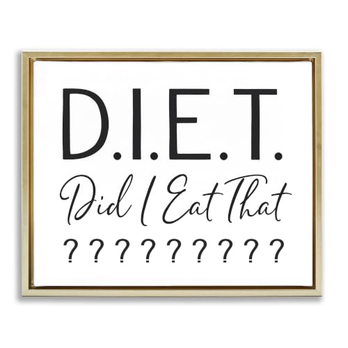 Witty Diet Food Phrase Kitchen Humor, 24 x 30 Inch Canvas in Floater Frame