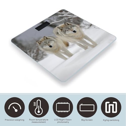 Báscula digital de baño con diseño de lobos y capacidad 400 lb miniatura 3