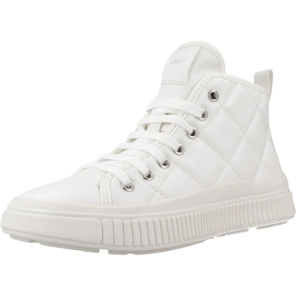 Geox Girl's J Laquinny Girl B Sneaker, White a, 0 UK