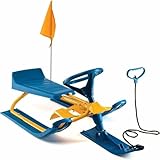 Machrus Frost Rush Snow Sled with Steering Wheel, Twin Brakes & Pull Rope - Winter Racer Snow Sled for Kids and Adults for Sledding