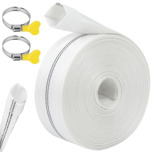 KOVSGQ Manguera Plana Ø 1 1/2 Pulgadas Manguera De Evacuación 10mx38 mm Manguera De Tejido con 2 abrazaderas Mangueras Industrial para Bomba De Agua Sumergible o Bomba Aguas Sucias