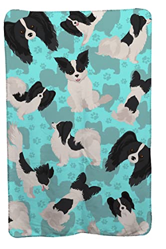 Caroline's Treasures MLM1081TBLT Black and Whtie Papillon Soft Travel Blanket with Bag Airplane Blanket, Indoor Outdoor Camping Blanket for Traveling, Picnics, Beach Trips, Concerts