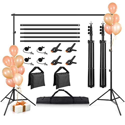 Support de toile de fond, 2 x 3 m, support de fond réglable pour séance photo, kit de support de toile de fond avec sac de transport, pince à ressort, sac de sable pour studio photo et vidéo Cover
