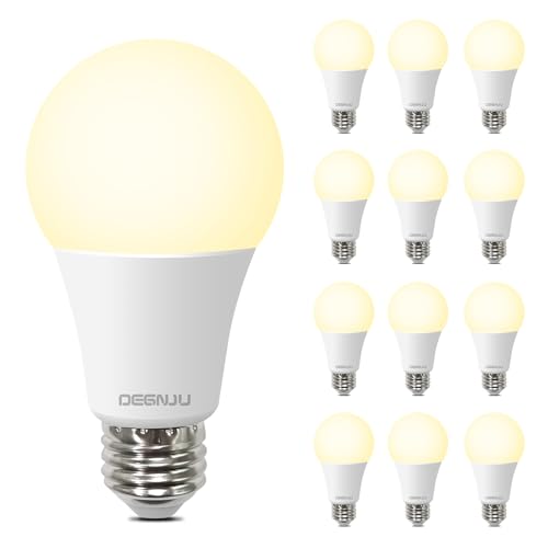 Image of DEGNJU A19 LED Light Bulbs, 100 Watt Equivalent LED Bulbs, Soft White 2700K, 1500 Lumens, E26 Standard Base, Non-Dimmable, 13W Bright White LED Bulbs for Bedroom Living Room Home Office, 12 Pack