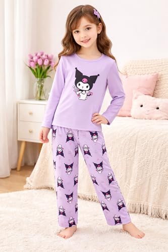 Image of SHRIMATE Apparels Cute Cartoon Character Girls Night Suit - Boutique Style Long Sleeve Graphic Cotton Blend Top and All-Over Print Pajamas