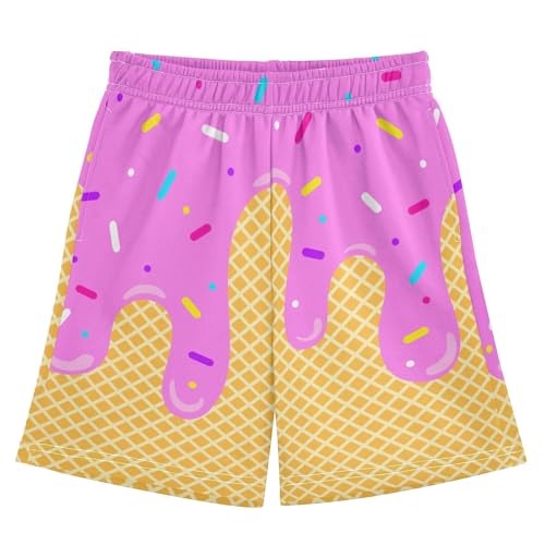 Ice Cream Boys Baseball Shorts Kids Elastic Waist Track Short Pants Summer Sports Active Graphic Drip Shorts3