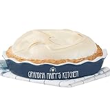 Personalization Universe Made with Love Personalized Classic Pie Dish, Hand-Glazed Stoneware, Oven to Table Baking Dish, Ideal for Pies and Casseroles, Dishwasher Safe - Navy