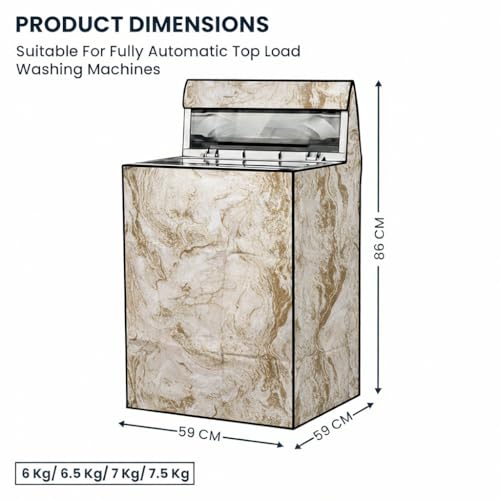 Image of Star Weaves Top Load Fully Automatic Washing Machine Cover for 6 kg, 6.5 kg, 7kg & 7.5 kg (Printed) | Waterproof & Dustproof Polyester Fabric with Zipper | Protection Cover | 59 x 59 x 86 cm