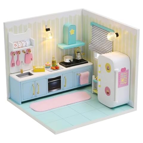 Kisoy Dollhouse Miniature with Furniture Kit Cover