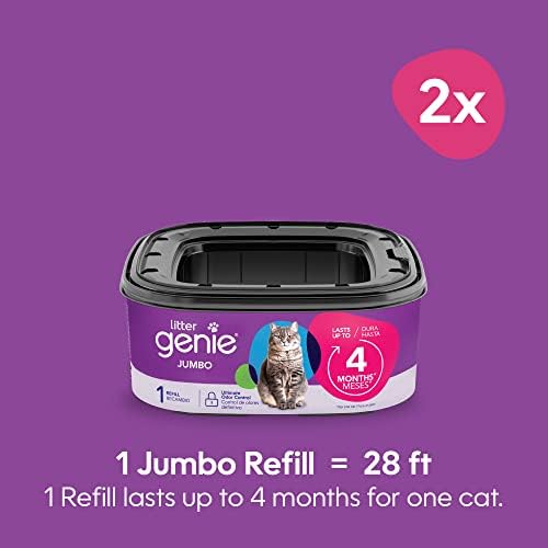 Litter Genie Refill Bags | Jumbo 2-Pack, 56 Total ft | Up to 8 Months of Supply in 2 cartridges | Ultimate Odor Control Cat Litter Bags — view 3