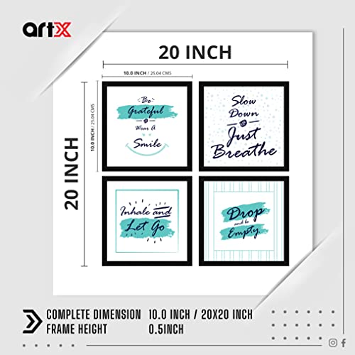 Image of ArtX Paper Inspirational Smile Quote Wall Art Painting, Framed Paintings For Home Office Decor 20 X 20 inches, 10.0 X 10.0 each, Multicolor Posters With Frame, Set of 4