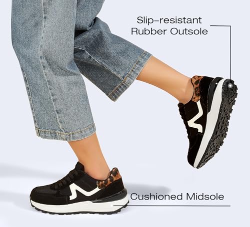 Image of LUCKY STEP Women's Retro Fashion Casual Sneakers | Platform Classic Trendy Trainning Anti-Slip Tennis Travel Walking Shoes