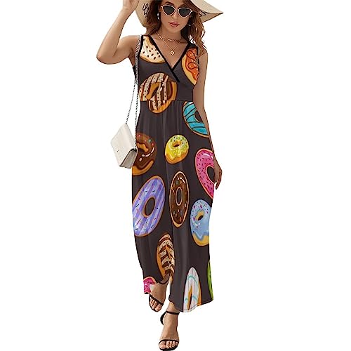 Robe sans manches col en V respirante et fluide imprimé Multi1 L