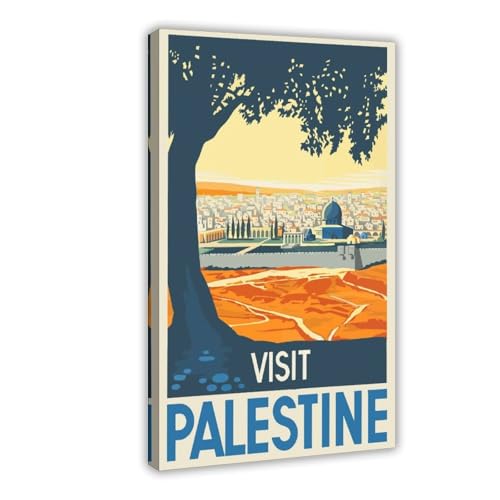 Impression sur toile Visit Palestine de qualité supérieure pour salon chic