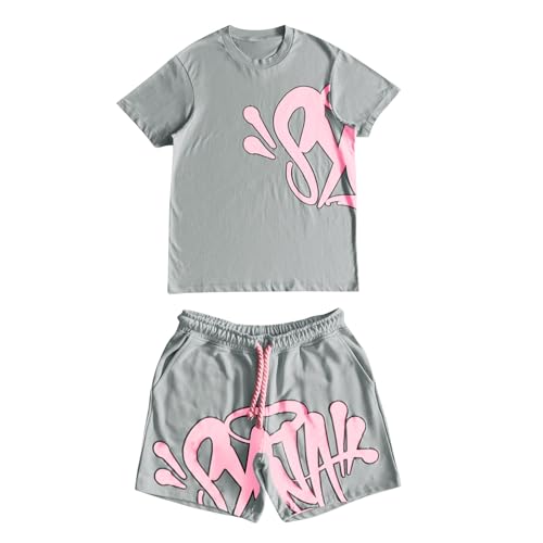 Genérico Hombre Camiseta Syna World Pantalónes Cortos Conjunto, Tee Para Hombre, Chándal Verano, Juego de 2 piezas Cuello Redondo Chándal Hombre y Mujeres Set, Conjunto De Sudadera Unisex Informal