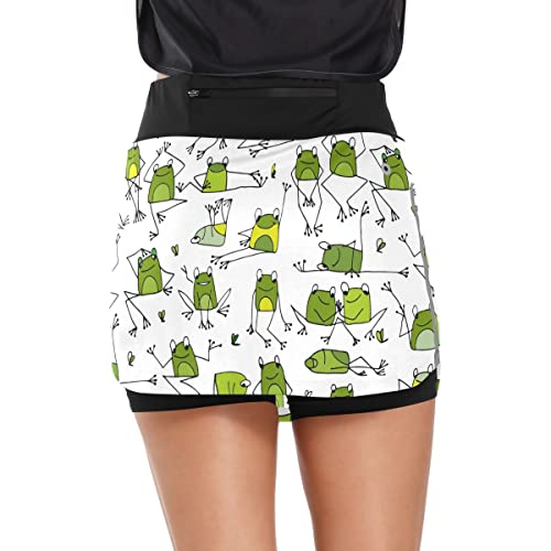 ODAWA Saias de tênis femininas divertidas Frog com bolsos P-2GG, Sapo engraçado, M