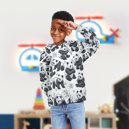 JUNZAN Cute Black White Panda Little Boys Hoodie Sweatshirt Fleece Hoodies for Girls Athletic 4T4