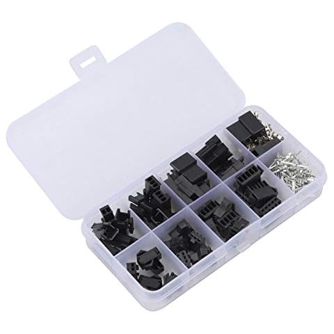 JST-2.54mm, JST Connector Kit 2PIN 3PIN 4PIN 5PIN, SM Plug Connector, Male Female Wire Connectors, Jumper Pin Header Connectors Housing Kit (Low Frequency-Injection Molding) Cover