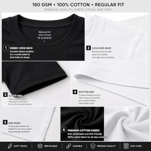 Image of PeaceOut Men's Premium 100% Cotton T Shirt | Plain | Round Neck | Half Sleeve-Regular Fit | Combo Pack of 2 | Black and White