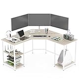 Earthsign L Shaped Home Office Desk with Four Shelves Storage, Spacious Corner Computer Desk for...